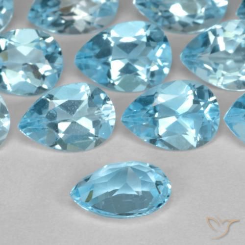 Topázio Azul Suíço Natural 0.85ct, Formato de pêra, VVS-VS