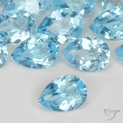 0.82ct Natural Céu azul Topázio, Formato de pêra, VS