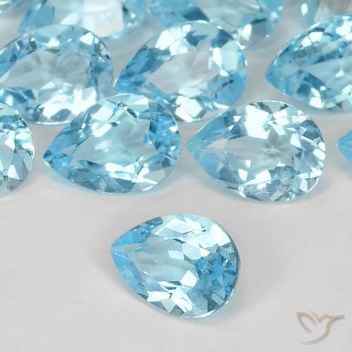 Topázio Céu azul Natural 0.82ct, Formato de pêra, VS