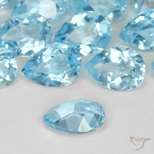 Topázio Céu azul Natural 0.82ct, Formato de pêra, VS