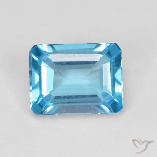 1.95ct Natural Azul Suíço Topázio, Corte Esmeralda, VVS