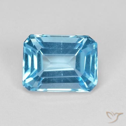 2.08ct Natural Azul Suíço Topázio, Corte Esmeralda, VVS