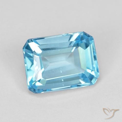 Topázio Azul Suíço Natural 2.08ct, Corte Octógono / Esmeralda, VVS