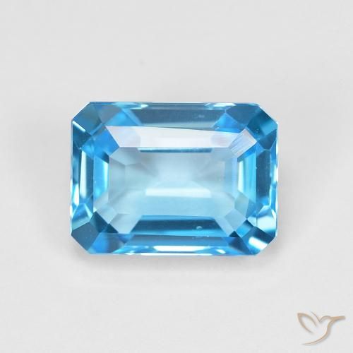 Topázio Azul Suíço Natural 2.07ct, Corte Octógono / Esmeralda, VVS