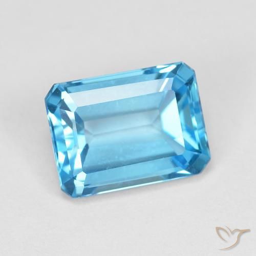 2.16ct Natural Azul Suíço Topázio, Corte Esmeralda, VVS