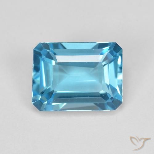 2.06ct Natural Azul Suíço Topázio, Corte Esmeralda, VVS