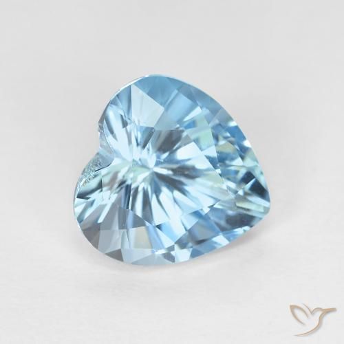 Topázio Azul Suíço Natural 3.06ct, Coração, VVS-VS