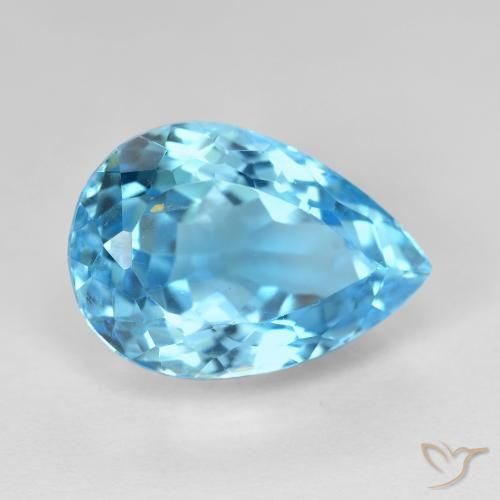 Topázio Azul Suíço Natural 16.12ct, Formato de pêra, VVS