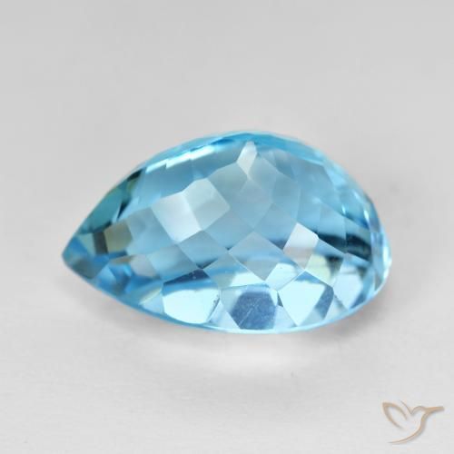 Topázio Azul Suíço Natural 16.12ct, Formato de pêra, VVS