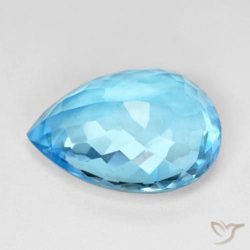Topázio Azul Suíço Natural 16.13ct, Formato de pêra, VVS