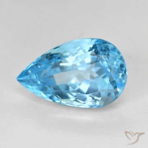 9.52ct Natural Azul Suíço Topázio, Formato de pêra, VVS-VS