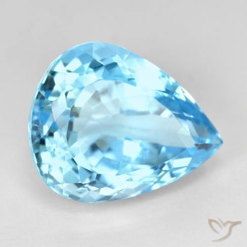 Topázio Azul Suíço Natural 20.97ct, Formato de pêra, VVS