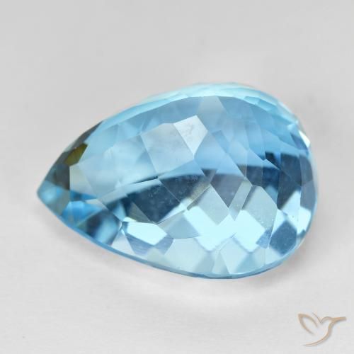 Topázio Azul Suíço Natural 20.97ct, Formato de pêra, VVS