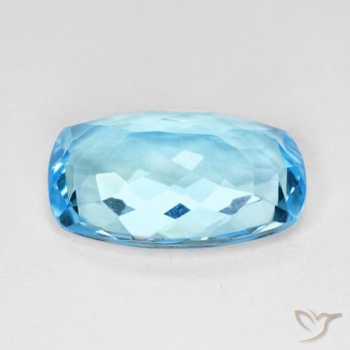 Topázio Azul Suíço Natural 10.74ct, Almofada, VVS