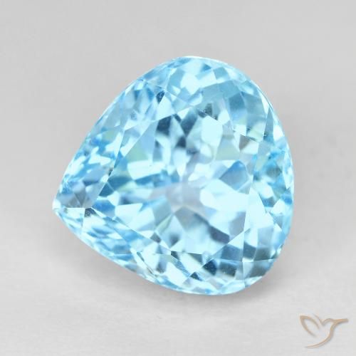 Topázio Azul Suíço Natural 11.29ct, Formato de pêra, VVS-VS
