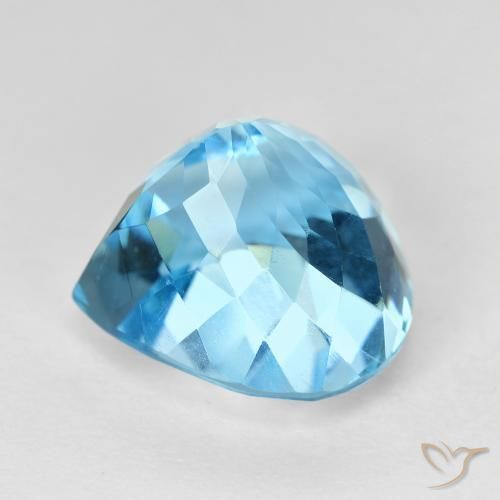 Topázio Azul Suíço Natural 11.29ct, Formato de pêra, VVS-VS