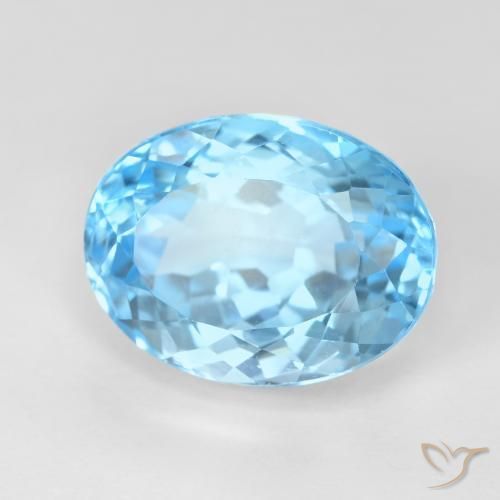 Topázio Azul Suíço Natural 12.83ct, oval, VS