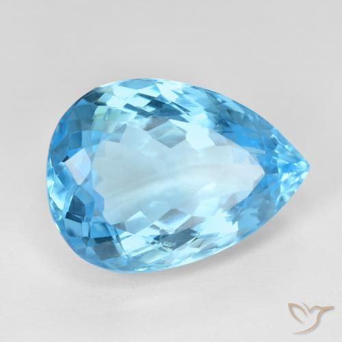 Topázio Azul Suíço Natural 15.36ct, Formato de pêra, VS