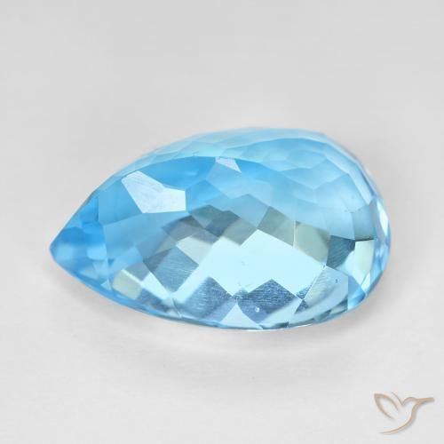 Topázio Azul Suíço Natural 15.36ct, Formato de pêra, VS