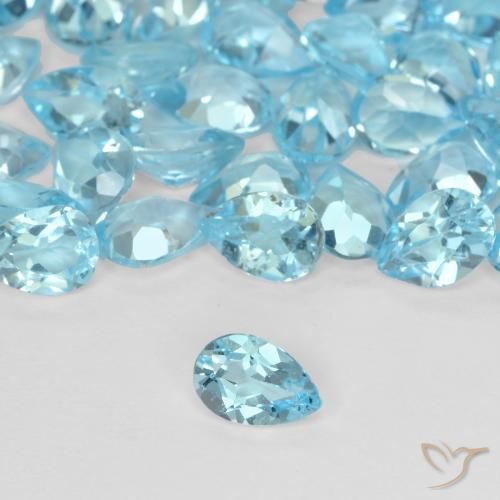 Topázio Azul Suíço Natural 0.55ct, Formato de pêra, VVS-VS