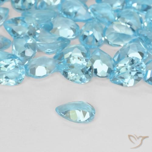 Topázio Azul Suíço Natural 0.55ct, Formato de pêra, VVS-VS