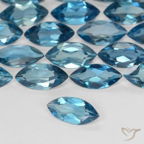 Topázio azul natural 1,10ct, marquise, VS