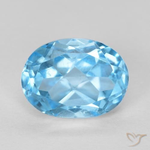 Topázio azul natural 1,72ct, corte oval, VVS-VS