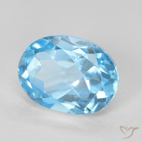 Topázio azul natural 1,72ct, corte oval, VVS-VS