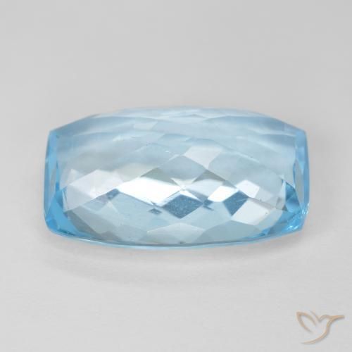 Topázio Azul Suíço Natural 11.64ct, Almofada, VVS-VS
