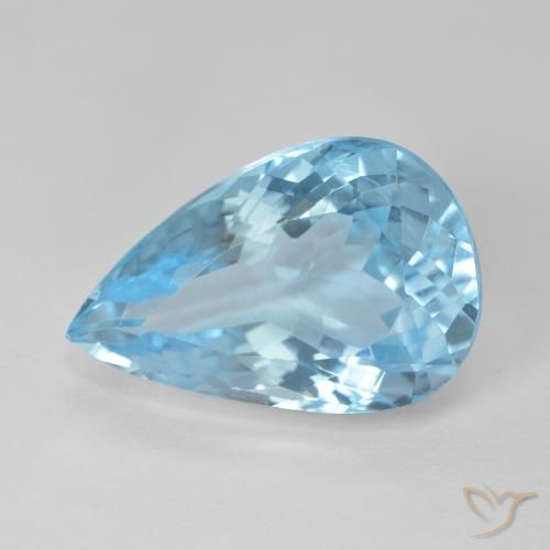 Topázio Azul Suíço Natural 11.69ct, Formato de pêra, VVS-VS