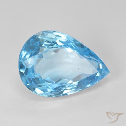 Topázio Azul Suíço Natural 13.59ct, Formato de pêra, VVS-VS