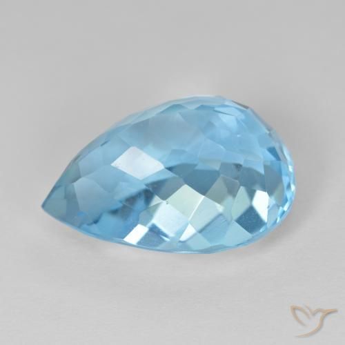 Topázio Azul Suíço Natural 13.59ct, Formato de pêra, VVS-VS