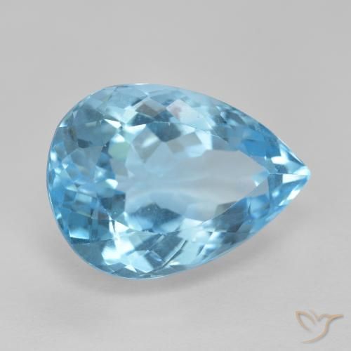 Topázio Azul Suíço Natural 12.83ct, Formato de pêra, VVS-VS