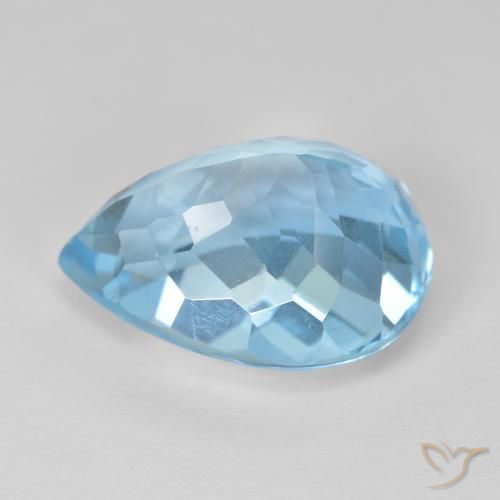 Topázio Azul Suíço Natural 12.83ct, Formato de pêra, VVS-VS