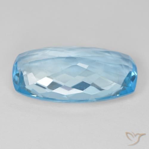 Topázio Azul Suíço Natural 15.21ct, Almofada cortada, VVS-VS