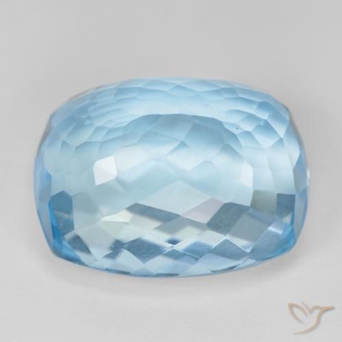 Topázio Azul Suíço Natural 29.55ct, Almofada, VVS-VS