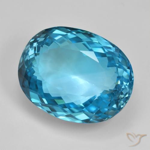 Topázio Azul Suíço Natural 123.63ct, oval, VVS