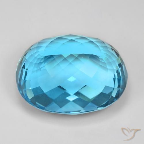 Topázio Azul Suíço Natural 123.63ct, oval, VVS