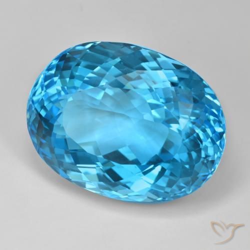 Topázio Azul Suíço Natural 121.30ct, oval, VVS