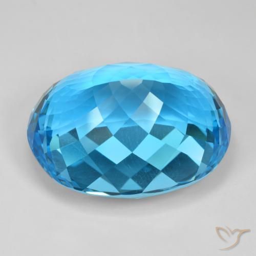 Topázio Azul Suíço Natural 121.30ct, oval, VVS