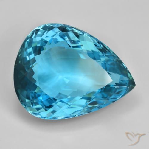 Topázio Azul Suíço Natural 110.02ct, Formato de pêra, IF