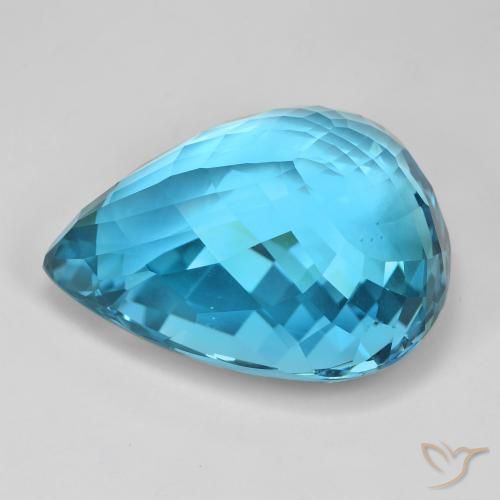 Topázio Azul Suíço Natural 110.02ct, Formato de pêra, IF