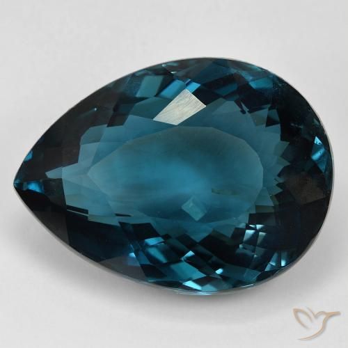 Topázio azul Londres solto de 52,68 ct, corte de pêra de 27,1 x 21,1 mm do Brasil, Photo A