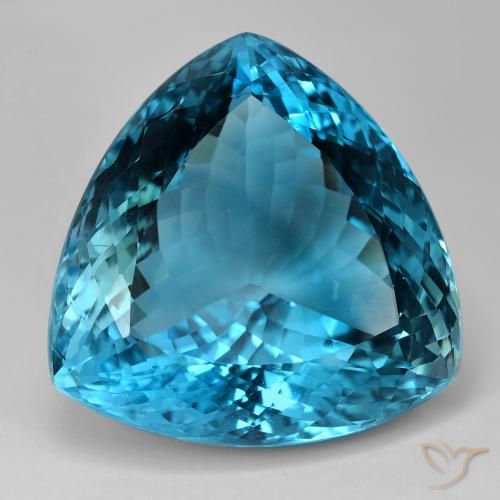 Topázio azul londrino solto de 105,48 quilates, corte de trilhões de 29,8 x 29,7 mm do Brasil, Photo A