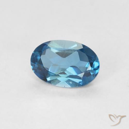 Topázio azul londrino natural 0,60ct, corte oval, VVS