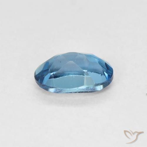 Topázio azul londrino natural 0,60ct, corte oval, VVS