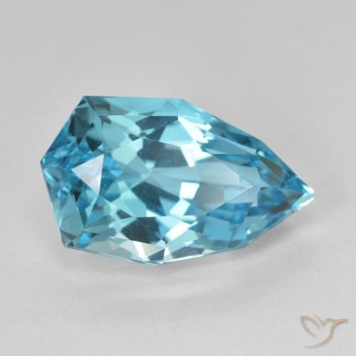 Topázio Azul Suíço Natural 10.85ct, Formato de pêra, VVS