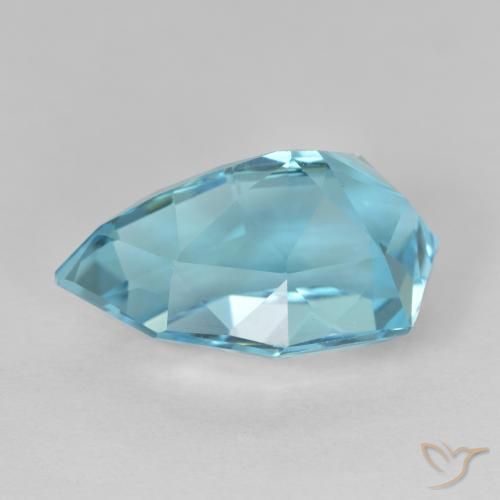 Topázio Azul Suíço Natural 10.85ct, Formato de pêra, VVS