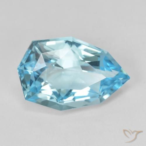 Topázio Azul Suíço Natural 11.95ct, Formato de pêra, VVS