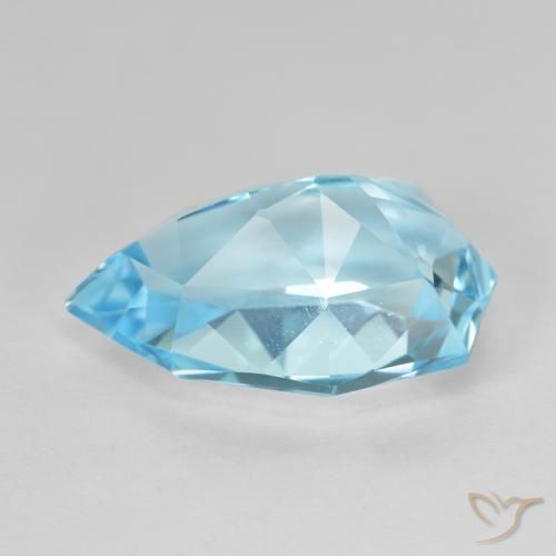 Topázio Azul Suíço Natural 11.95ct, Formato de pêra, VVS
